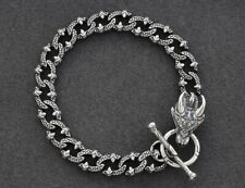 B31 Armband Drachenkopf Drachenklaue Knebelverschluss mit Knochen Silber 925