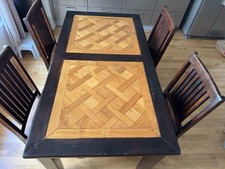 Massiver Akazie-Esstisch, Unikat aus Indonesien mit Intarsien-Platte 1,70x0,90m