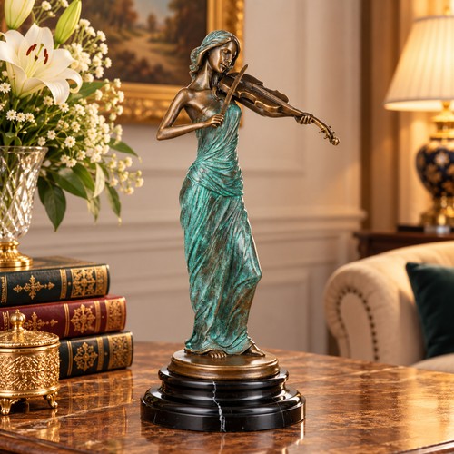 Bronze skulptur geigerin mit - skulptur,