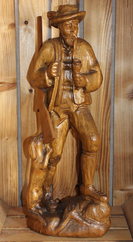 Antike holzfigur jäger mit - holzfigur,