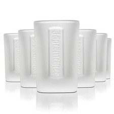 6x Jägermeister Glas 2cl Frosted Shot Kurze Stamper Schnaps Gläser Kontur Relief