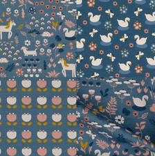 Organic Jersey Retro taubenblau blau schlicht Baumwolljersey Stoff Meterware