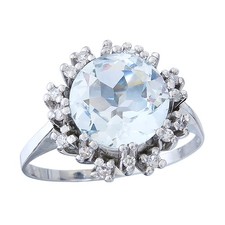 Ring aquamarin diamanten - aquamarin,