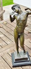 Bronzefigur Männlicher Akt Adonis Mann Skulptur Athlet Figur Antik Stil Bronze
