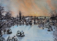 Original Aquarell Bild Natur -