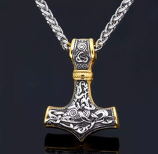 Thor Hammer mit Kette Edelstahl Vikings Wikingerschmuck Kelten Ragnar Nordmann