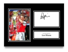 Lee Dixon signed A4 Foto Autogramm Arsenal Unterschrift Gunners Display + COA