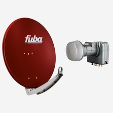 Fuba 80cm Satellitenschüssel rot Set Quad LNB 4 Teilnehmer (HDTV,4K/8K)