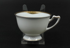 Hutschenreuther Hohenberg Blumen schwarz / gold Kaffeetasse Tasse Vintage H 6 cm