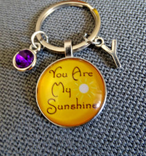 2 teilig Schlüsselanhänger    You Are My Sunshine  Sonne  hinter Acrylglas