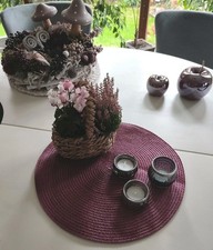 8 Platzdeckchen Tischset Platzmatten Tischmatten rund Bordeaux/Dunkelpink