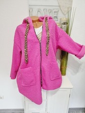 Italy Damen Kuschel Mantel Jacke NEU 44 46 48 Leo Pink Curvy Oversize Boucle