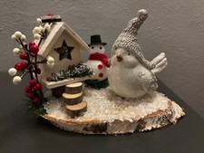 Weihnachtshaus, beleuchtet, mit Schneemann, Weihnachtsdekoration