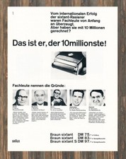Braun sixtant 6006 - Reklame Werbeanzeige Original-Werbung 1970 (1)