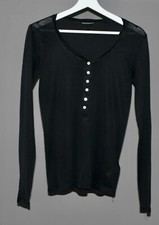 Schiesser T-Shirt schwarz Knöpfe Gr. S 36 Modell Revival Berta