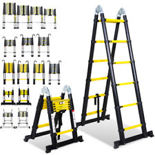 Teleskopleiter Klappleiter 2.6m-5m Alu Gelenk Anlegeleiter Haken Stehleiter