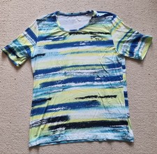 Clarina Collection Viskose Sommer Shirt Bluse Gr 40 gelb azur blau weiß schwarz