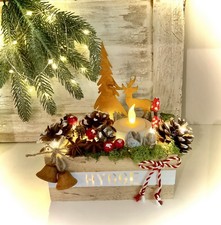 Winter Weihnachts Deko Gesteck LED Beleuchtung Holz Hygge