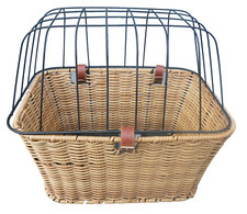 Fahrrad Hunde Korb Rattan Look XXL hell braun Fahrradkorb Hinten mit Deckel