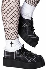 Killstar Gothic Goth Punk Schuhe Plateauschuhe - Hexellent Creepers Ash Tartan