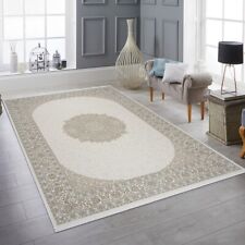 Zeitloser Teppich Schlafzimmer mit traditionellem Design in Beige Creme