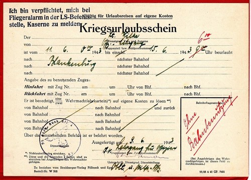 Alter kriegsurlaubsschein 1943 - alter,