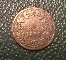 1 Kreuzer Bayern Königreich 1863 Maximilian II. Joseph