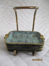 Altes Set mit 4 Aschenbecher und Ständer aus Bronze Messing