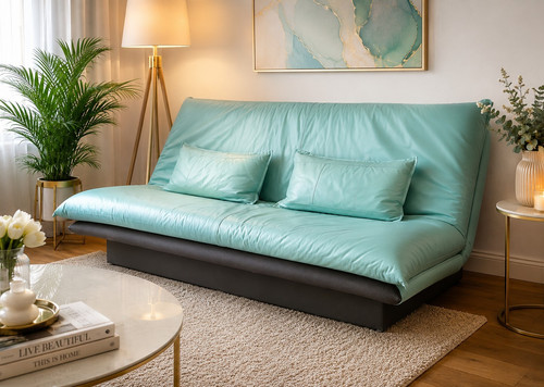 Türkis echtleder schlafsofa - echtleder,