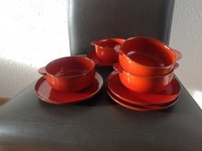 Melitta Ceracon  orange-rote 4 Suppentassen mit Unterteller, Haushaltsauflösung