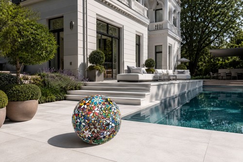 Mosaik gartenkugel weißer - gartenkugel,