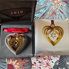 GEORG JENSEN 2010 CHRISTMAS HERZ MIT STERN HEART STAR 24k GOLD Ornament MOBILE