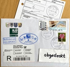 Bundeswehr -Feldpost 6490 a - ILÜ LandOP 2017 - R-Brief - kleines Cachet