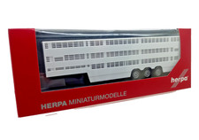 Herpa 076333 H0 1/87 Viehtransporter Sattel Auflieger schwarz weiss OVP wie neu