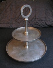 Etagere - 2 Stöckig - Anbietschale - Servierständer - Aluminium - Silber 40 x 46