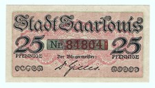 ⛧SAARLOUIS 1918: "Bürgermeister Dr. Gilles", D-25 Pfg. NOTGELD 