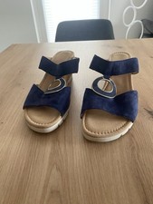 Gabor Pantolette Clogs Blau Keilabsatz Gr. 7,5 41 wie neu!!