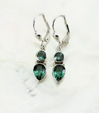 Ohrringe / Ohrhänger aus Silber 925  mit echtem Grünquarz / Sterlingsilber