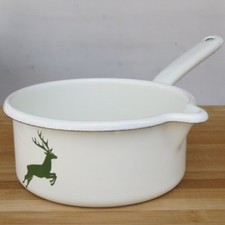 Riess Emaille Stielkasserolle 0,75 l Hirsch grün Emailtopf