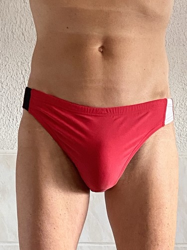 Badeslip herren rot schwarz - badeslip,