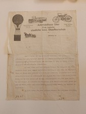 Original Brief Briefkopf Oldtimer Motorrad Auto Lastwagen 1913 Chauffeur Schule