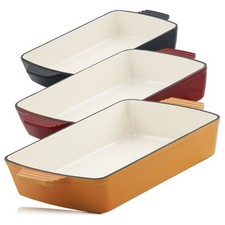 Gusseisen Auflaufform Emaille 3,8 Liter, Backform Bräter Ofenform Mahlzeit