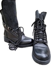 Stiefeletten, Boots, Gr. 38, schwarz mit hoher Lasche mit Glitzisteinchen???