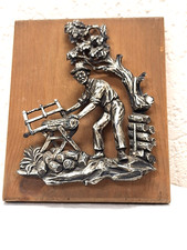 Wandbild Koziol, Holzfäller, 3 D - Relief, Zinn-Holz