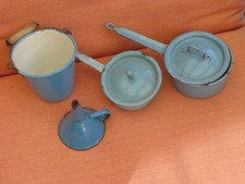 Für die alte  große  Puppenküche -Deko-Puppe-Bär-6 Teile blau emailliert