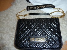 LOVE MOSCHINO Handtasche, Kunstleder vegan, Schultertasche schwarz gesteppt