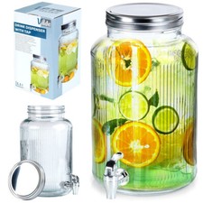 Glaskrug Getränkespender Zapfhahnflasche Glasspender mit Getränkehahn Glas 5,5 L