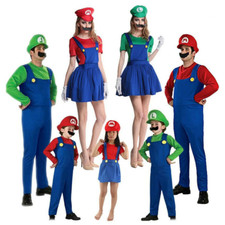 Unisex Kinder Adults Super Mario & Luigi Spiel Cosplay Karneval Fasching Kostüm