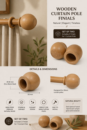 Natur holz gardinenstange - natur,