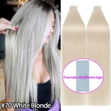 Tape In 100% Remy Echthaar Extensions Haarverlängerung Skin Weft 60Tressen Stück